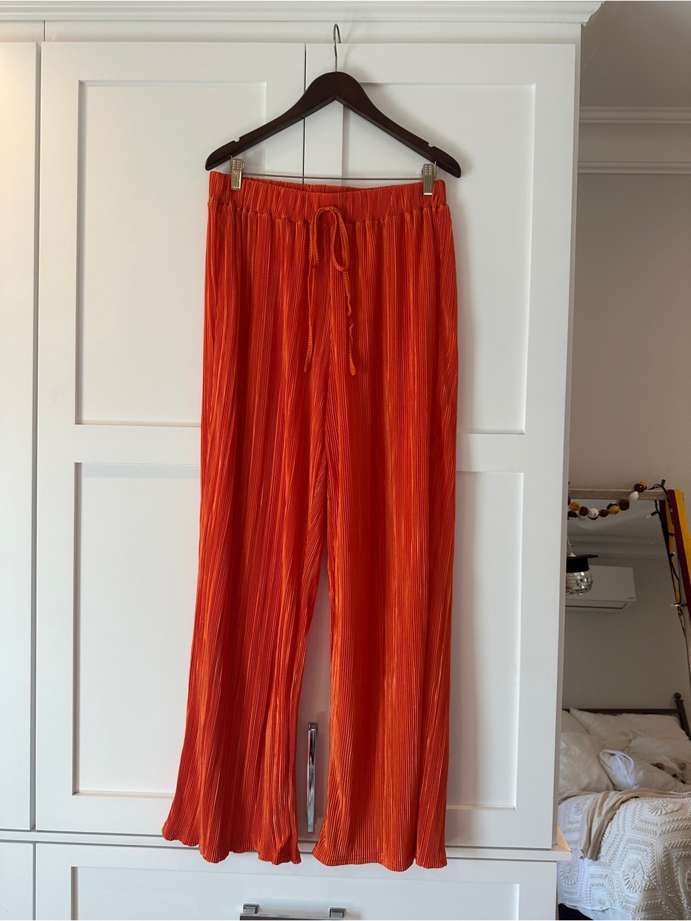 SHEIN Orange Pleated Wide-Leg Pants